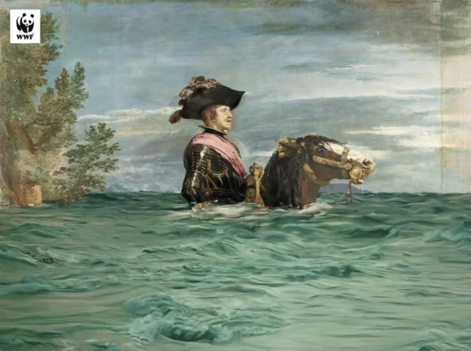 Philippe IV à cheval, Diego Velázquez, détourné par la WWF